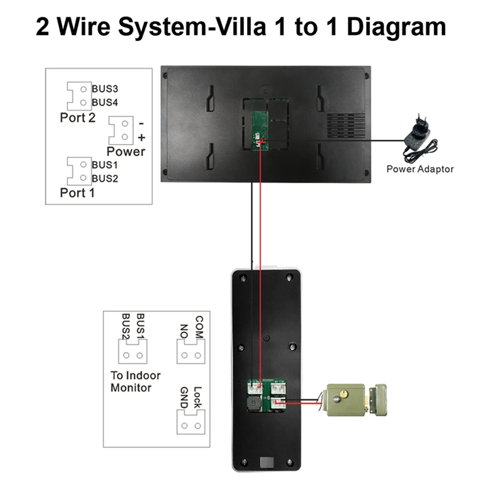 2 Wires Smart Home Tuya Wifi 1080P Video Intercom Video Door Phone 7'' Touch Monitor Video Doorbell Door Camera Security System