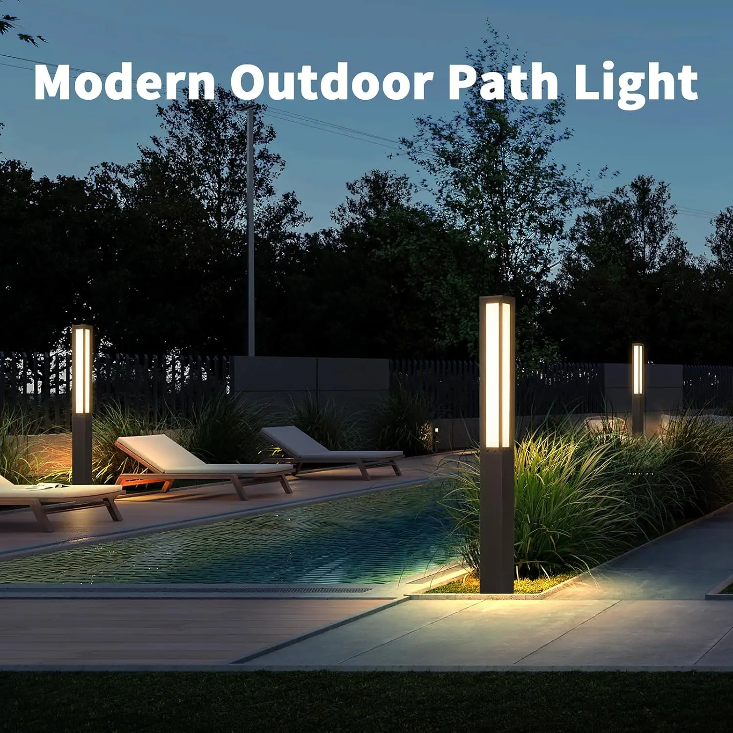 Modern Landscape Path Light,71 Inch High Voltage Wired Outdoor Pathway Bollard Lights Ip65 Waterproof Floor Lamp,15W 1500Lm