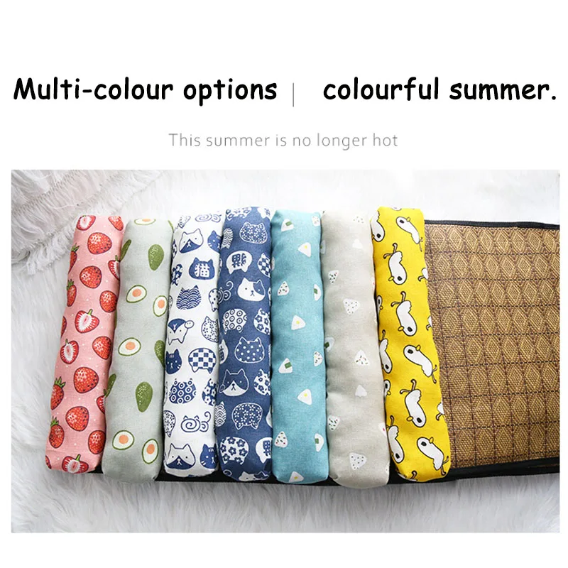 Summer pet mat Rattan Cooler Pillow cat Cushion dog Ice Pad breathable Cooling cat Bed Protect neck non-slip dog pad Pet Supplie