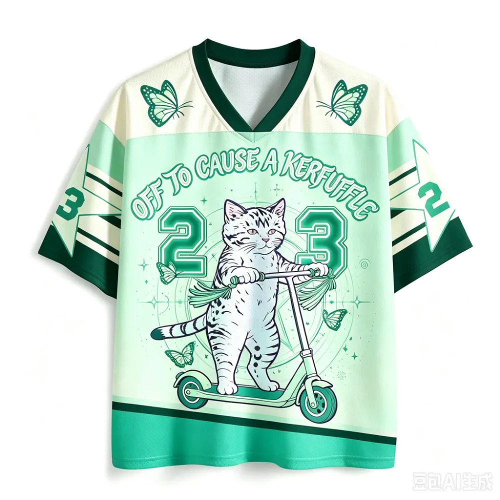 Sommermode Neues Design Skateboard-Katze 3D-Druck Herren Damen V-Ausschnitt Sport-T-Shirt Atmungsaktiv Schnelltrocknend Street Y2K Familienkleidung – Detail 8