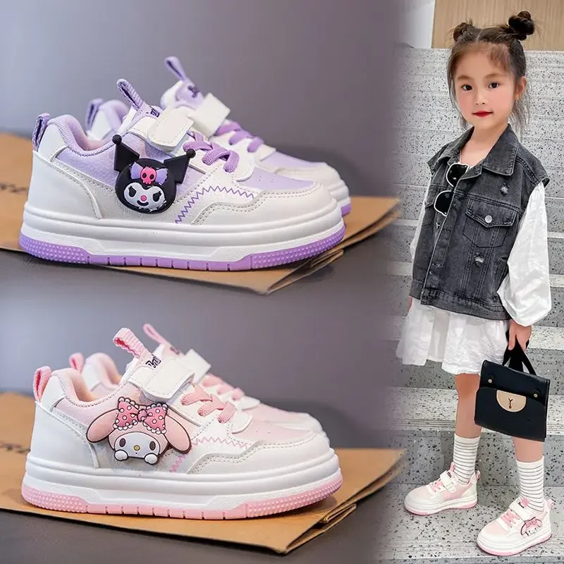 Kuromi Anime Kawaii Sanrio Ins Fashion Board Shoes Spring Autumn Cute Cartoon My Melody Sneakers Children Gifts for Kids