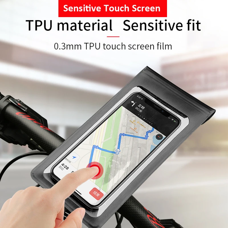 Phone Mount Stand Bicycle Holder Waterproof Pouch Bag Touchscreen with Rain Cover Handlebar Mirror Motorcycle Stand Mount