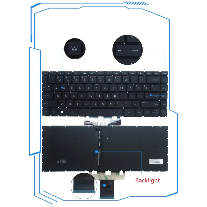 New US Keyboard Backlight For HP 14-DK 14-DR 14s-DR 14-dq 14s-dq TPN-Q221 TPN-I131 240 G7 245 G7 246 G7