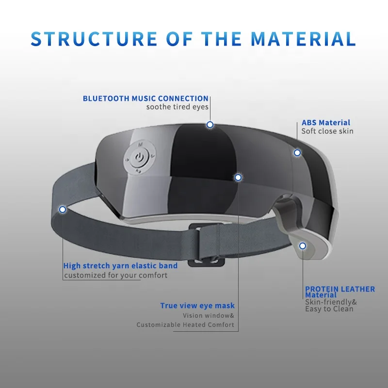 Smart Library Eye Massager With Airbag Kneading Massaging Wireless Music USB Rechargeable ABS Heat Compress Help Sleep OEM O