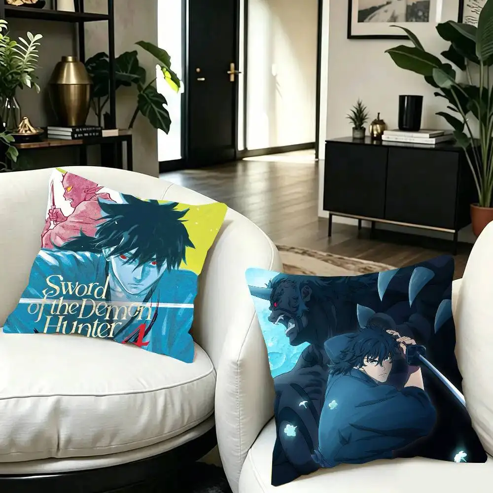Anime S-Sword Of The Demon Hunter Pillow Case Fashion Square Pillowcase Bedroom Sofa Room Ins Decoration Leisure