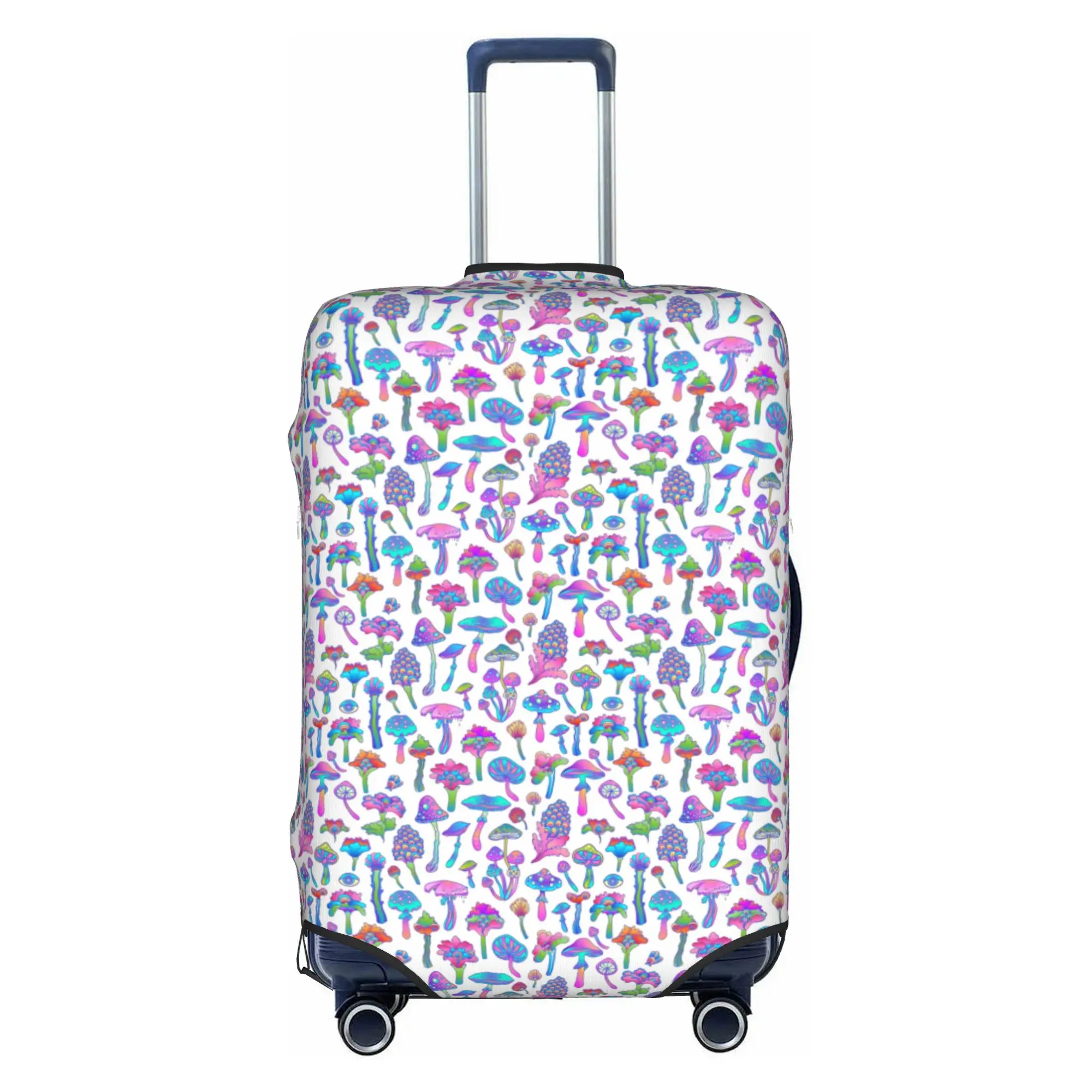 Psychedelic Magic Flowers Snd Mushrooms Luggage Cover Cute  Suitcase Protector Covers Suit For 18-32 inch