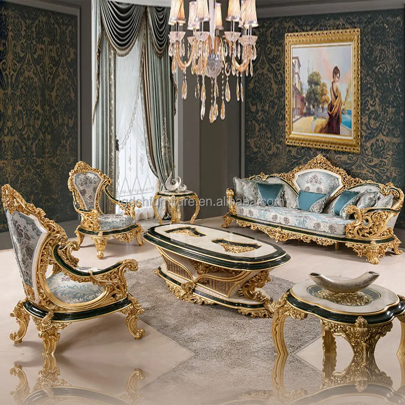 Living Room Solid Wood Sofa European Villa Fabric Combination 123 Luxury French Furniture Custom