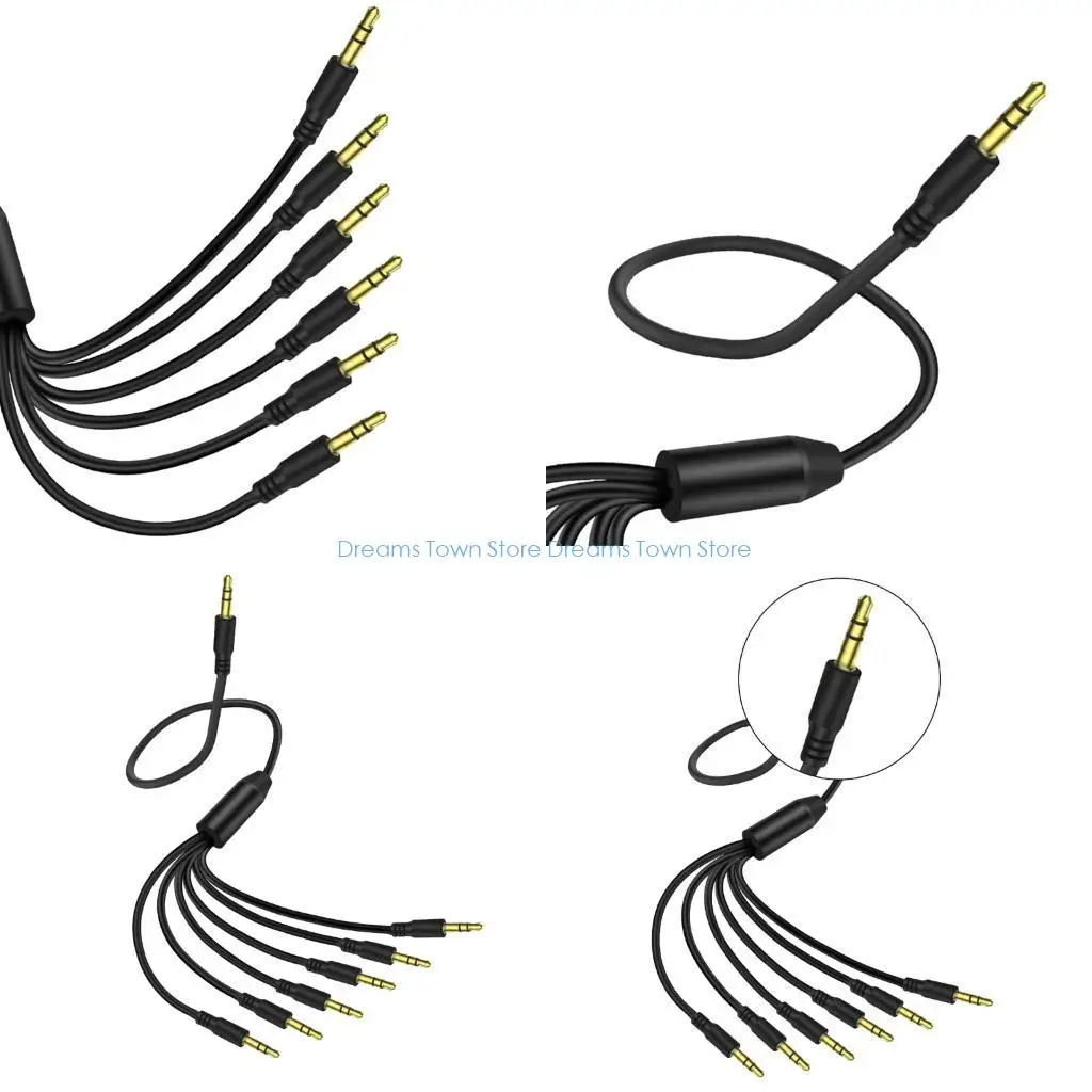 

HX6A Portable 3.5mm Sound Splitter Cable 1 Male Port to 6 Male Port 50cm Long
