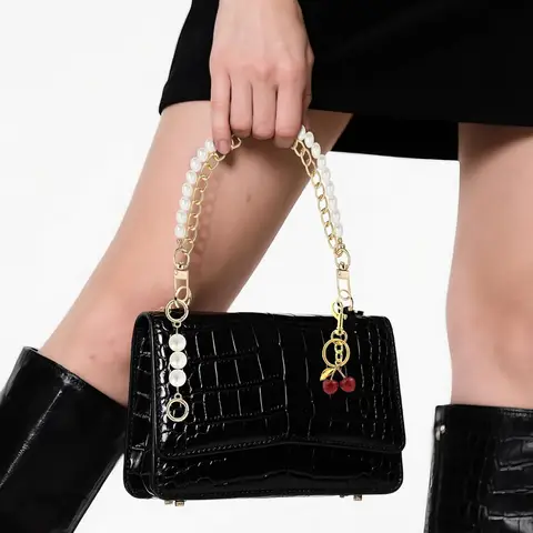 3 PCS Bag Charms Pearl & Cherry Keychains Replacement Extension Chain for Crossbody Bags Handbag Straps