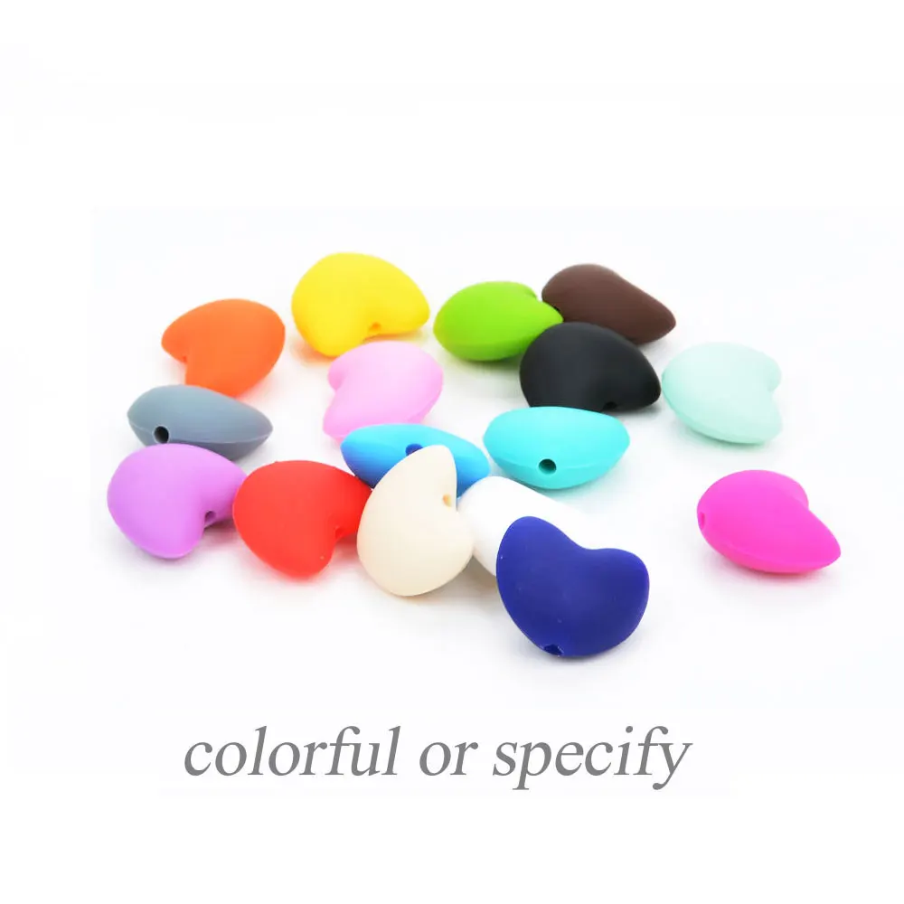 LOFCA 10pcs Heart Shape Loose Silicone Beads For Used in jewelry making Necklace Bracelets Keychain Jewelry accessories