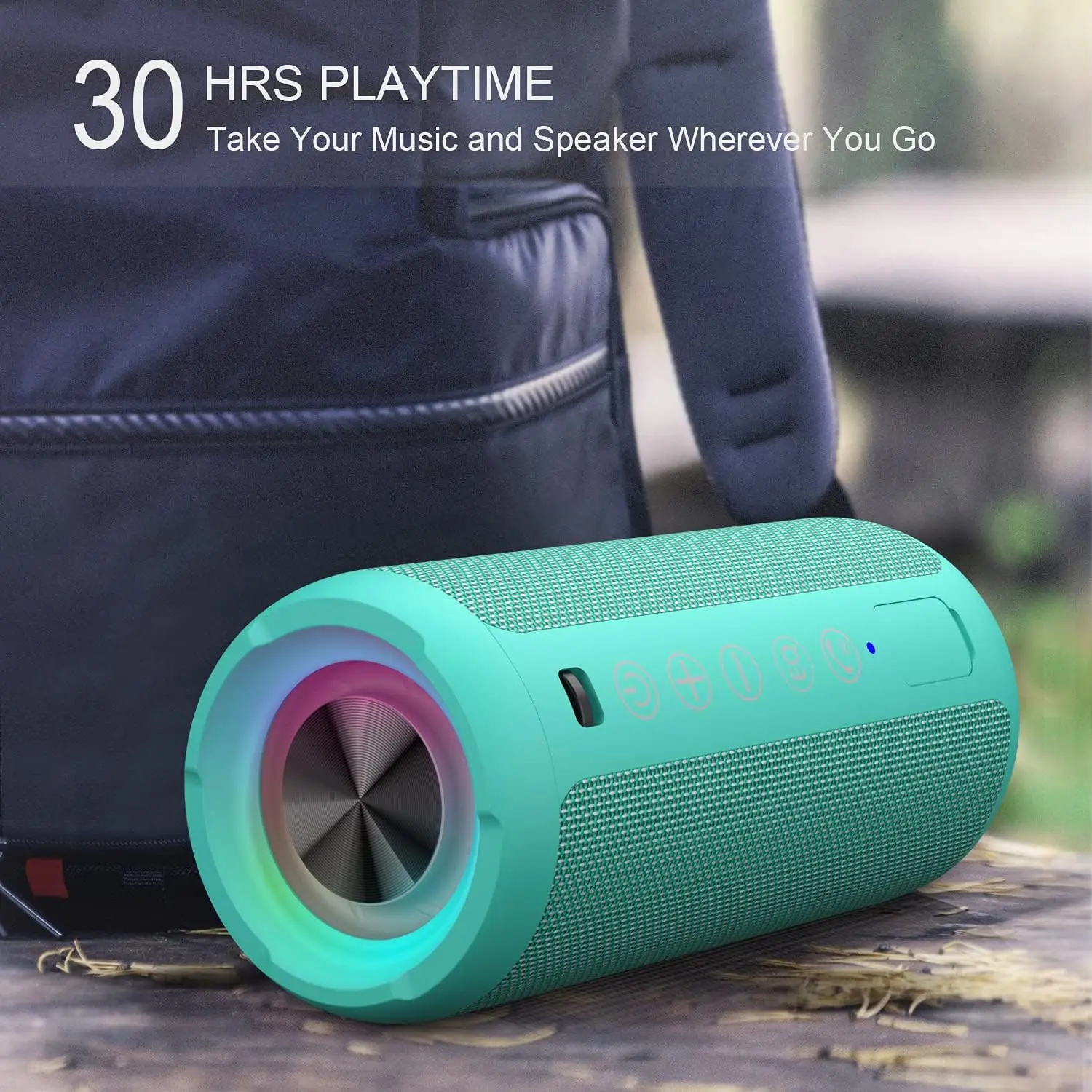 Imagem -05 - Alto-falante Bluetooth Portátil Ortizan 360 ° Som Estéreo 24w Ipx7 à Prova Dágua sem Fio Bluetooth 5.0 Alto-falante 30h Playtime Rgb Luzes