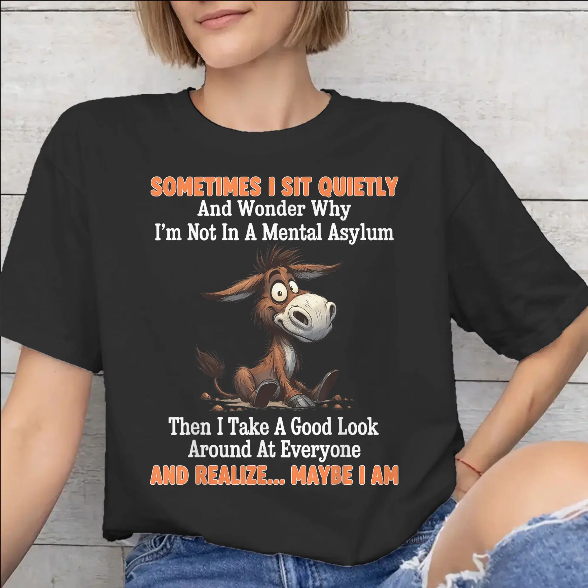 Men Women Graphic Printed Sometimes I Sit Quietly T Shirt Tee Pure Cotton  T-shirts Clothes