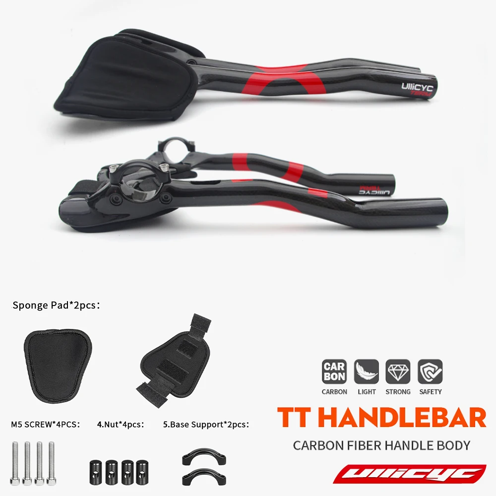 

Руль ULLICYC из углеродного волокна TT для шоссейного велосипеда с губчатой налокоткой для отдыха и расслабляющим дизайном, аксессуары для шоссейного велосипеда MTB