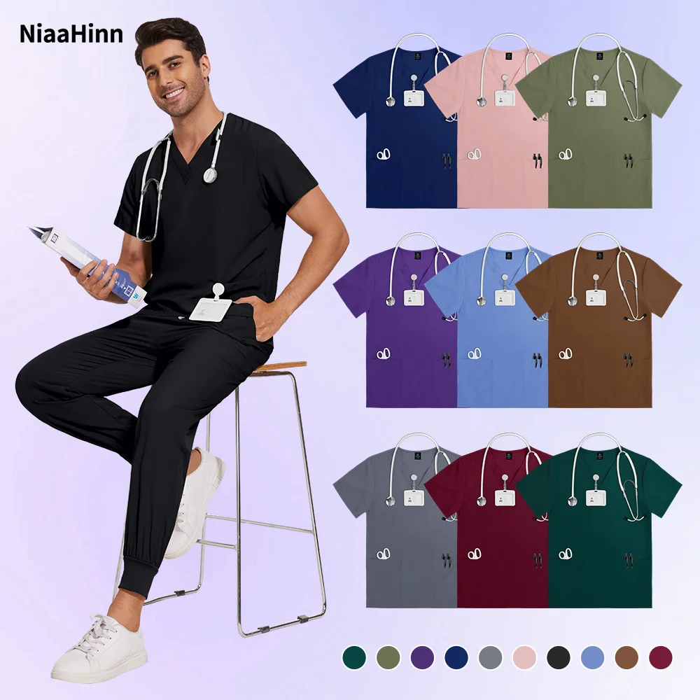 Niaahinn-uniformes de enfermera de farmacia Multicolor Unisex, ropa de trabajo para médico de Hospital, uniformes de cirugía Dental Oral, conjuntos de batas médicas para hombres