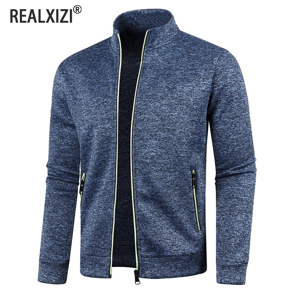 Męska kurtki z suwakiem stojący kołnierz bluza Outdoor Streetwear płaszcz na co dzień płaszcze z długim rękawem odzież męska M-4XL