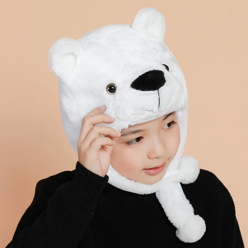 Gorros para adultos y niños, gorro de Animal de peluche, gorro deslizante, Máscara