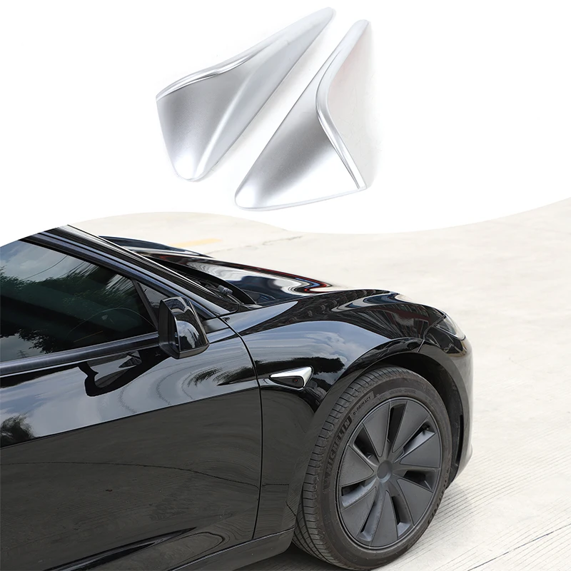 

For 23-25+ Tesla Model 3/25+ Tesla Model Y Automotive Leaf Panel Turn Signal Decorative Cover ABS Silver Automotive Accessories