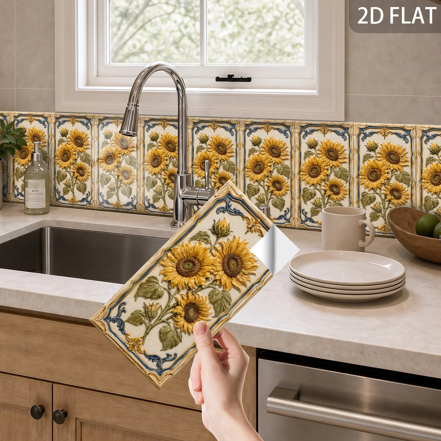 Imitation Ceramic Tile Stickers 5.5x11 Inch Residue-Free Self Adhesive Kitchen Backsplash Decor Stickers