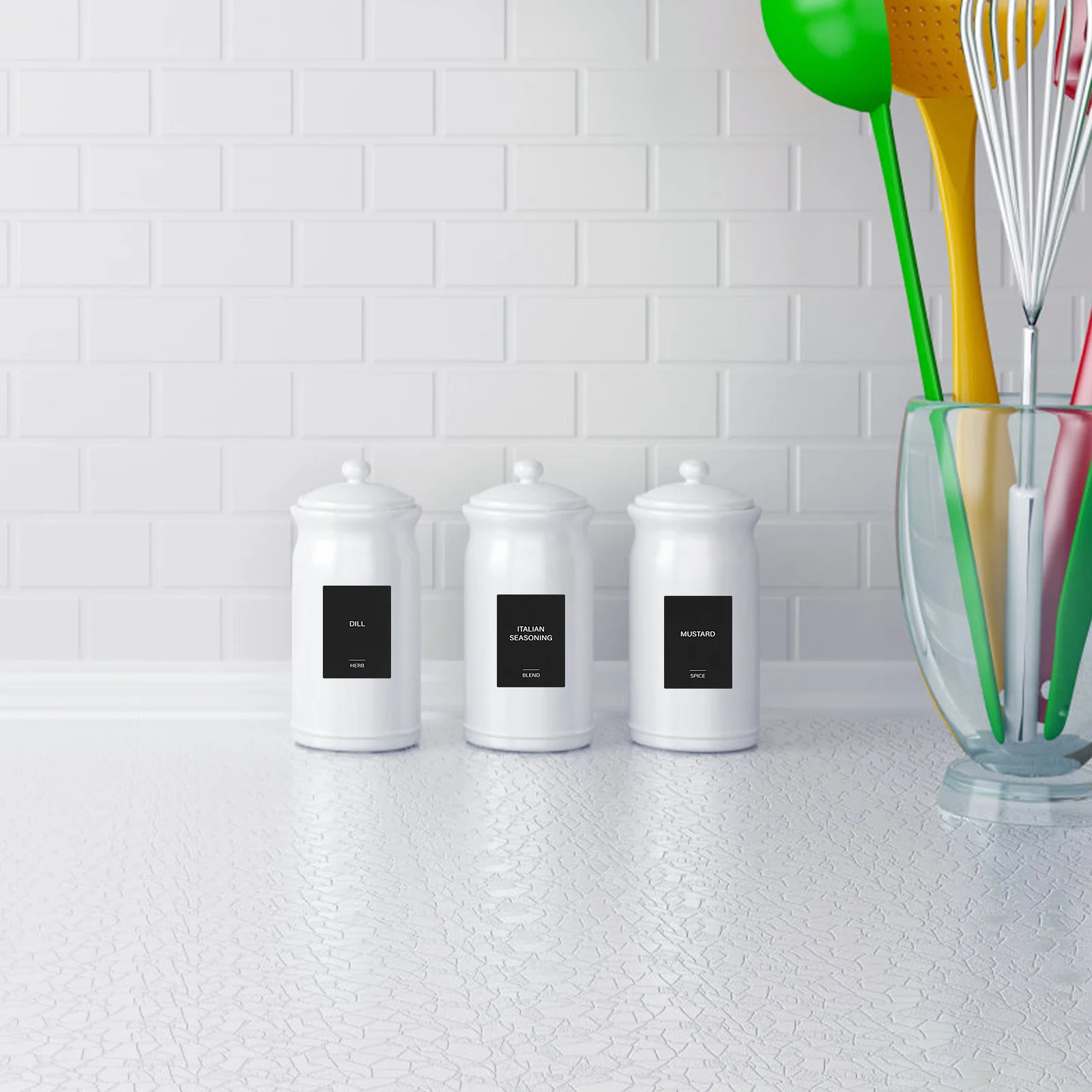 

32Pcs Rectangle Waterproof Spice Labels Self-Adhesive Kitchen Pantry Organizer Food Jar Stickers for Containers