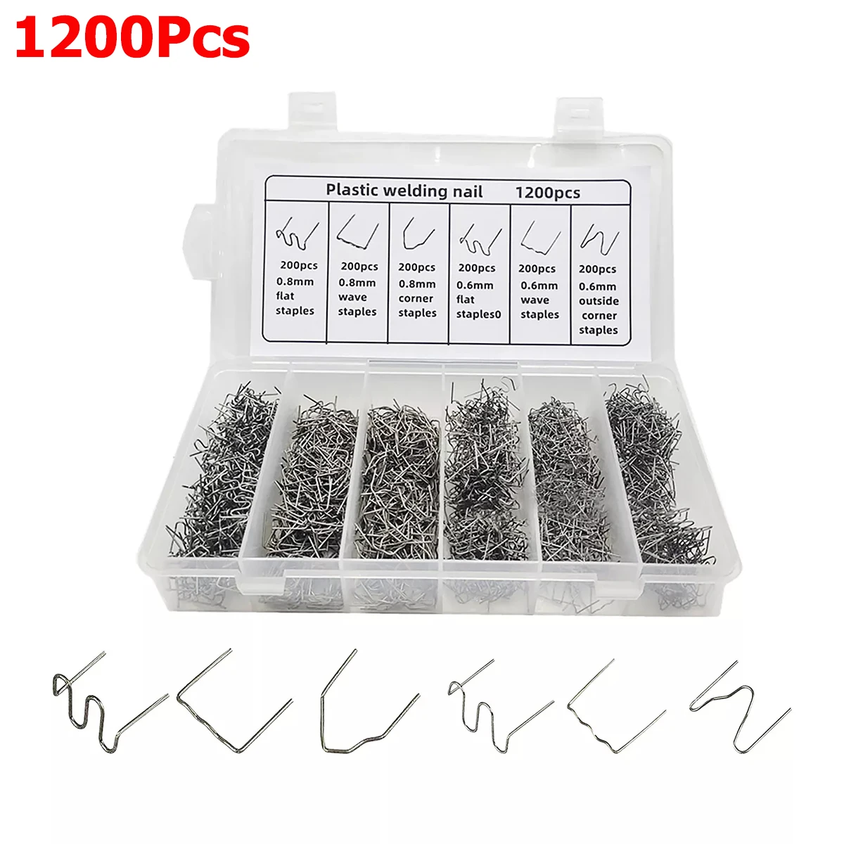 

1200Pcs Plastic Welding Kit Bumper Soldering Bumper Repair Iron Staples S Wave Staples Hot Plastic Welder Heat Gun Stapler Tools