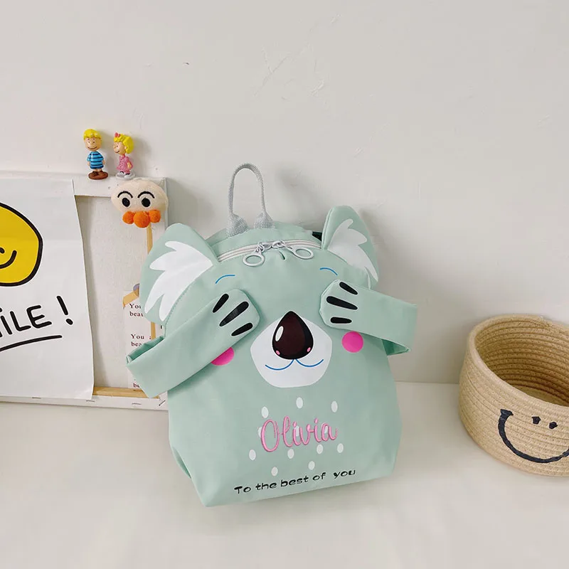 Personalized Embroidery Kindergarten Schoolbag Ultra Light Cartoon Animal Koala Backpacks Waterproof Creative Children's Bag