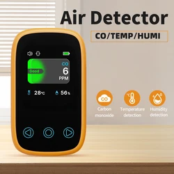 Mini Carbon Monoxide Detector CO Air Quality Monitor Type-C Charging for Indoor Travel Portable CO Temperature Humidity Meter