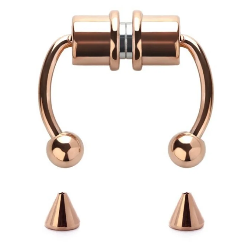 Anillo de nariz magnético de acero inoxidable 316L con diseño de herradura, tipo septum, sin perforación, hipoalergénico, reutilizable, joyería de nariz falsa, accesorio de moda punk gótico, regalo de cumpleaños para mujeres, adolescentes y niñas, venta al por mayor, dropshipping