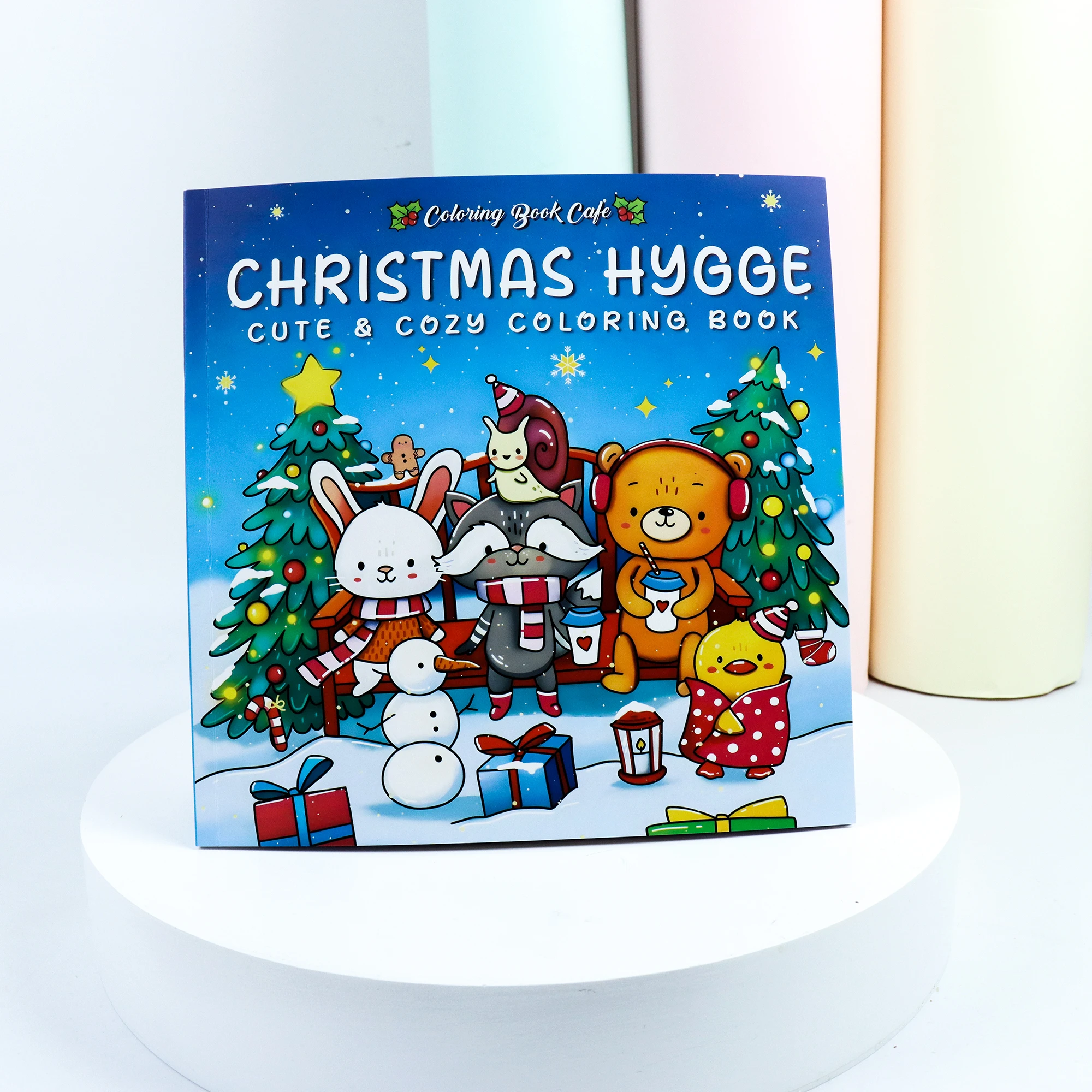 Coloring Book For Adults And Teens Featuring Adorable Christmas Creatures Cartoon Coloring Book To Relax In A Cozy Hygge Moment