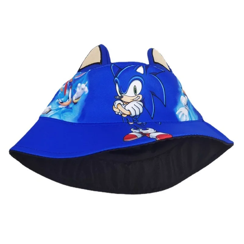 Sonic The Hedgehog Bucket Hats Anime Cosplay Fisherman Hat Casual Sports Panama Caps 3D Ear Children Outdoor Sunshade Caps Gifts