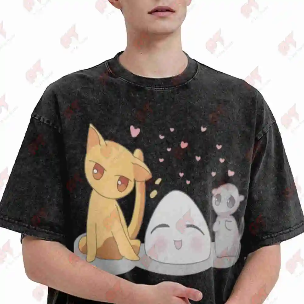Vintage Fruit Basket Mouse Pattern Kyo Yuki Onigiri Vintage Washed Tee Pure Cotton T-Shirt
