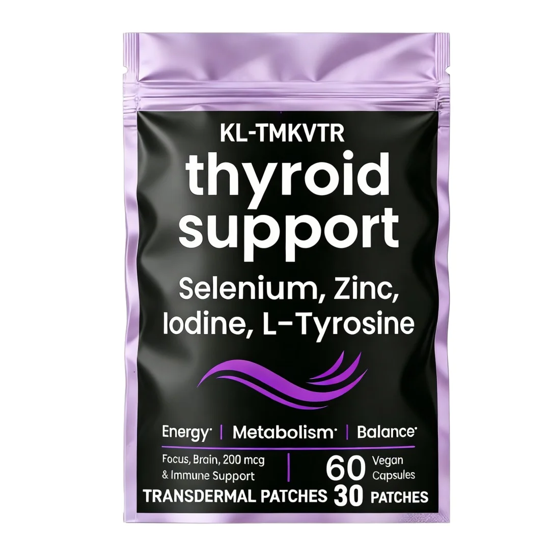 30 Patches Thyroid Support Transdermal Patches with Iodine Magnesium for Energy, Metabolism, Focus, Cortisol Balance