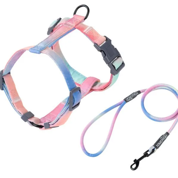 Gradient Color Cat Harness Leash Cute Style For Cat Small Dogs Puppies Escape Proof Walking Outdoor Pet Supplies