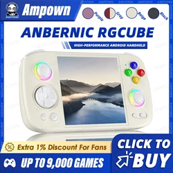 ANBERNIC-consola de juegos portátil RG Cube, pantalla táctil IPS de 3,95 pulgadas, Android 13, efecto de iluminación RGB, reproductor de vídeo Retro en Streaming RGCUBE