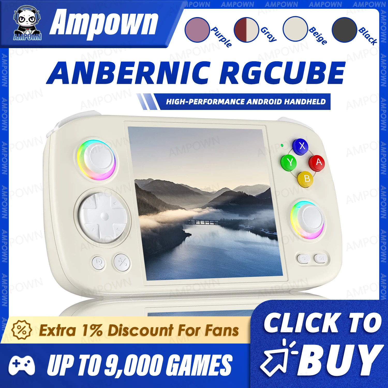 ANBERNIC RG Cube Handheld Game Console 3.95'' IPS Touch Screen Android13 RGB Lighting Effect RGCUBE Streaming Retro Video Player