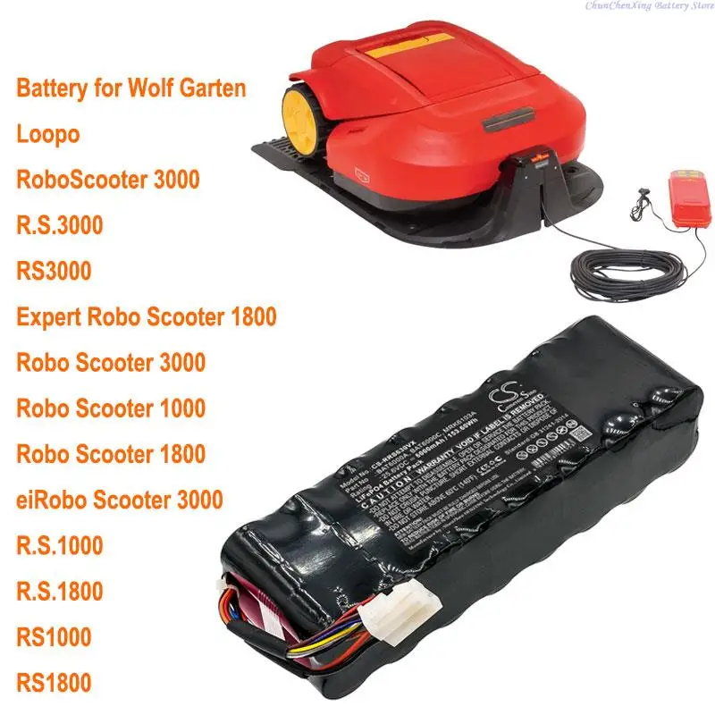 Cameron Sino 6000mAh Battery for WOLF Garten eiRobo Scooter 3000,Robo Scooter 1000, R.S.1800,R.S.3000,RS1000,RS1800,RS3000