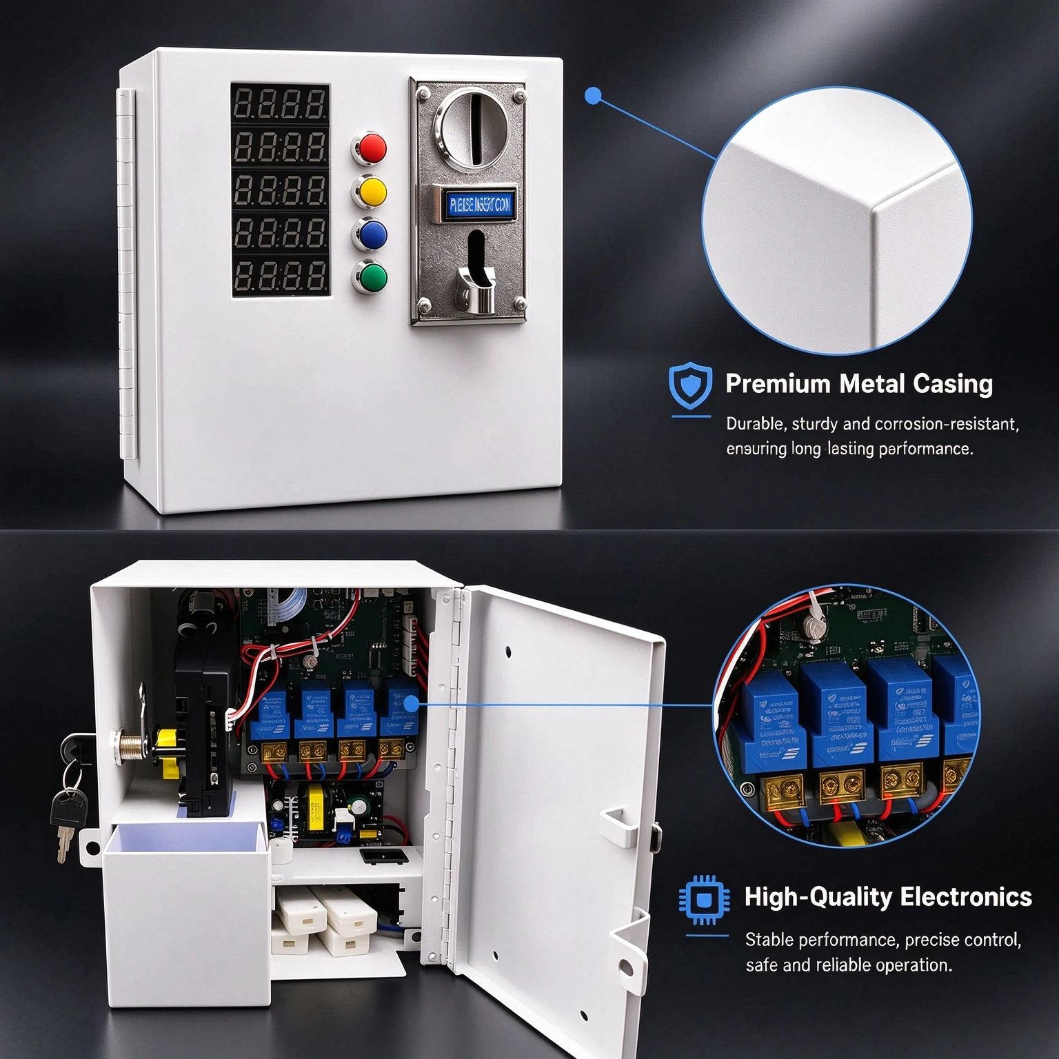 Time Control Box Suitable For Massage Chairs/Washing Machines/Car Wash Machines With Four-Channel Four-Display Timer