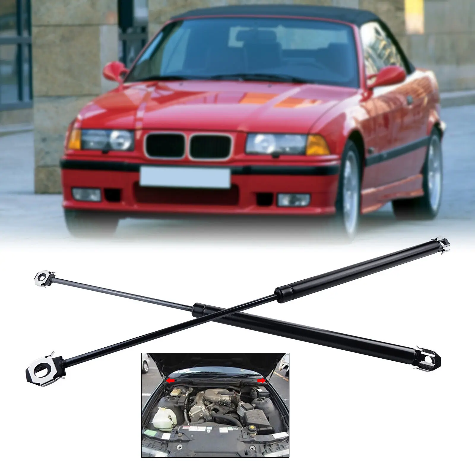 2X Front Bonnet Hood Gas Struts For BMW 3 Series E36 Coupe Convertible 1992-1999