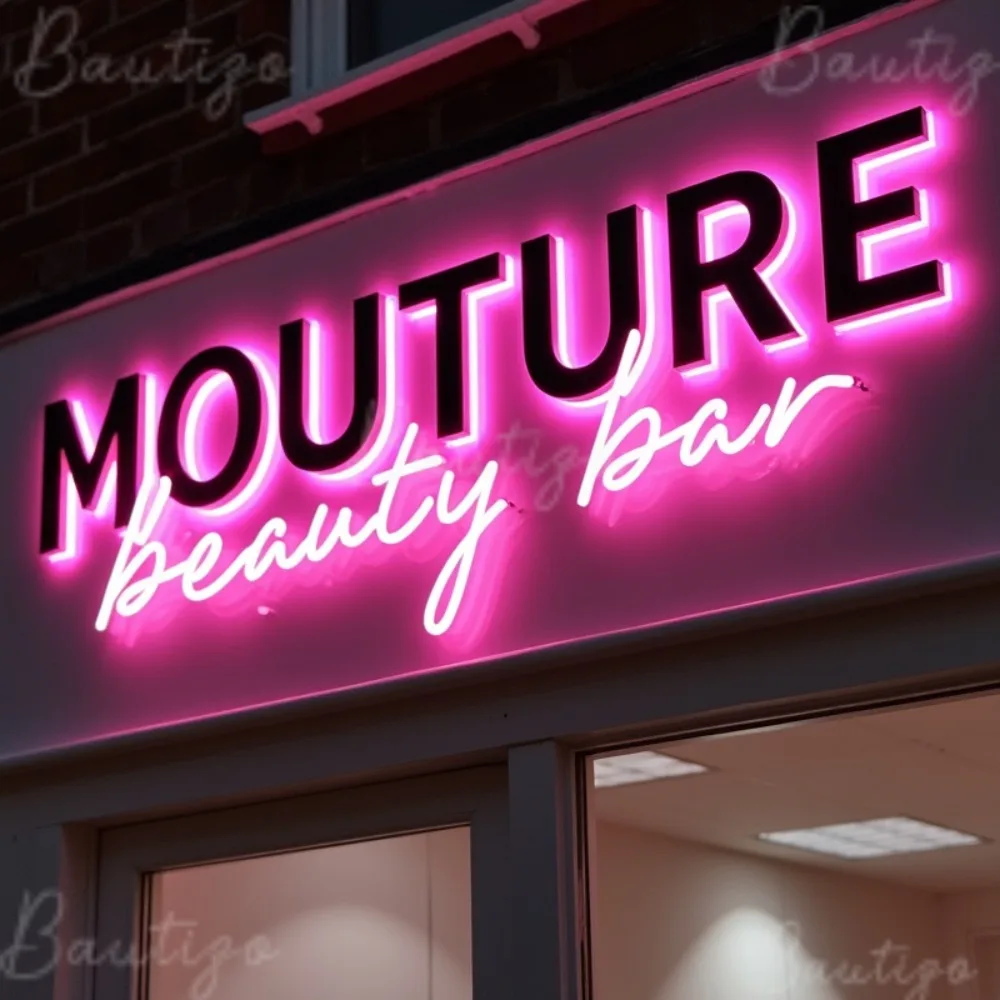 Custom Backlit Metal Letters Sign 3D for Business Storefront Outdoor Waterproof LED Illuminated Light Up Advertising Signage