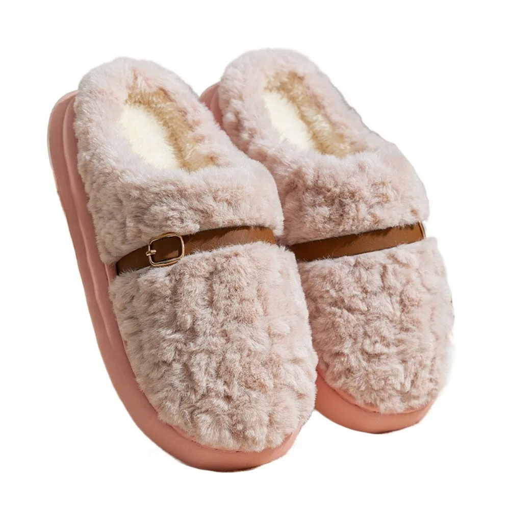موضة المرقعة أفخم نعال تدفئة عدم الانزلاق رقيق الشتاء شبشب منزل سميكة وحيد ملابس منزلية أحذية لينة المنزل النعال الشتاء #1