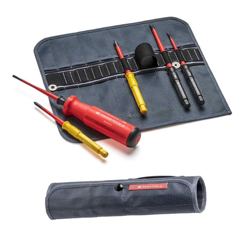 PB SWISS TOOLS Slim Insulation Screwdriver Set With Case for Combination Screw Work Up to 1000 VAC Or 1500 VDC  NO.5215 SU