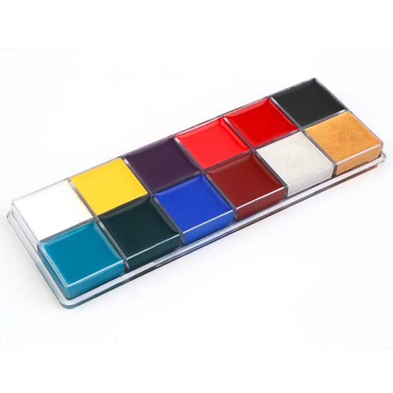 เพ้นท์ร่างกาย12สีเพ้นท์ใบหน้าตัวตลกภาพวาดสีน้ำมันแต่งหน้างานปาร์ตี้ฮาโลวีน