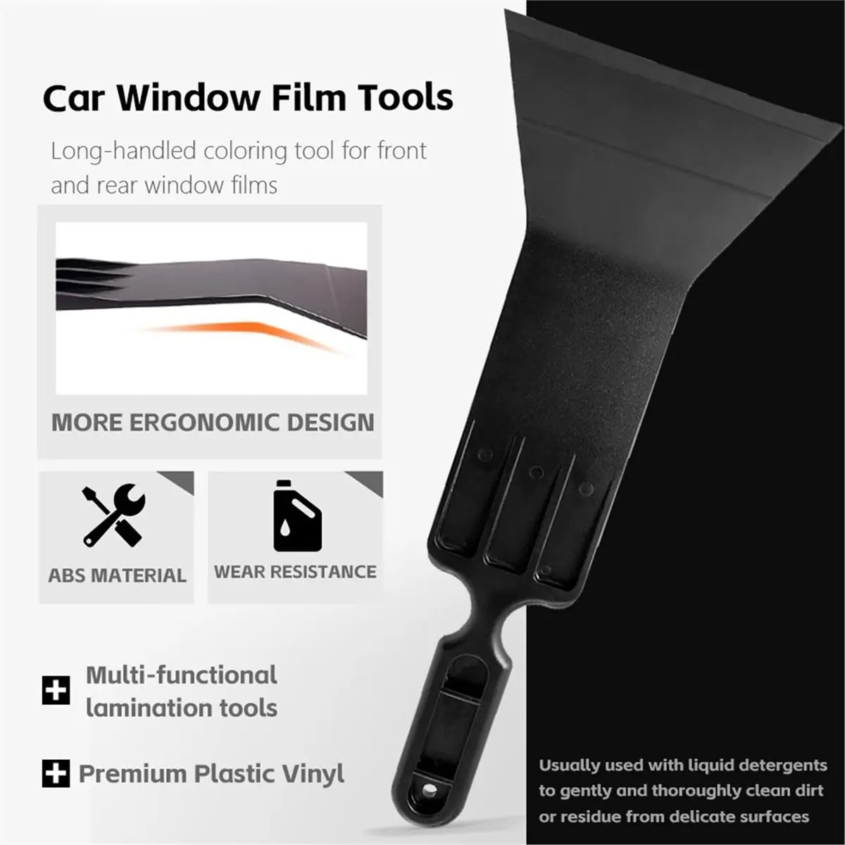 AMAW Long Handle Bulldozer Squeegee Kit with 4 Scrubber Pad for Car Window Glass Cleaning