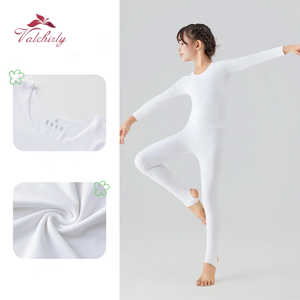 Roupa interior térmica da menina roupas de inverno sem costura lingerie quente conjunto de roupas térmicas 2 peças para crianças de dança
