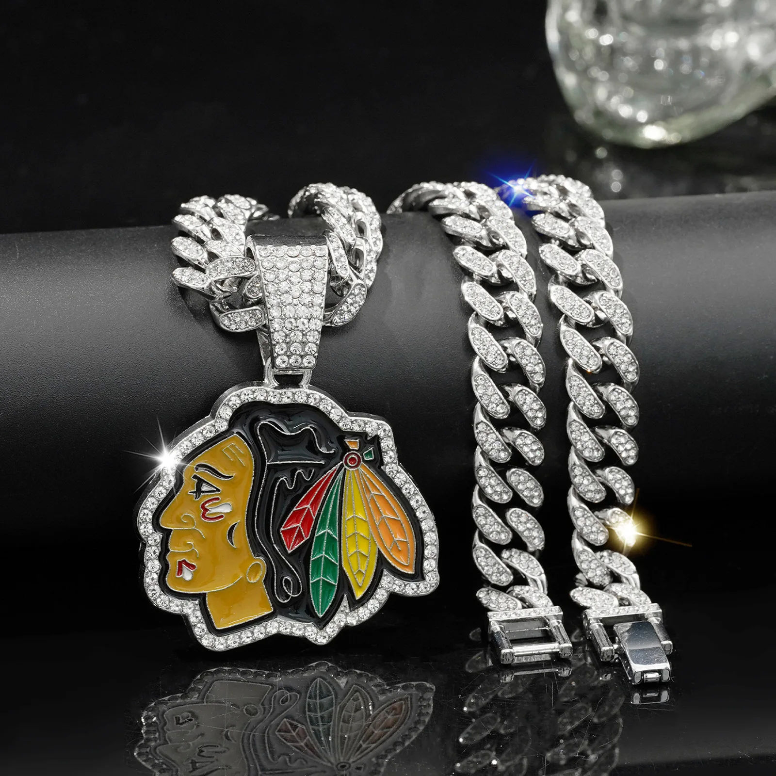 Hip Hop Shining Diamond-filled indian avatar Pendant Necklace For Men Women Fashion Iced CZ Stones Paved With Cuban Chains