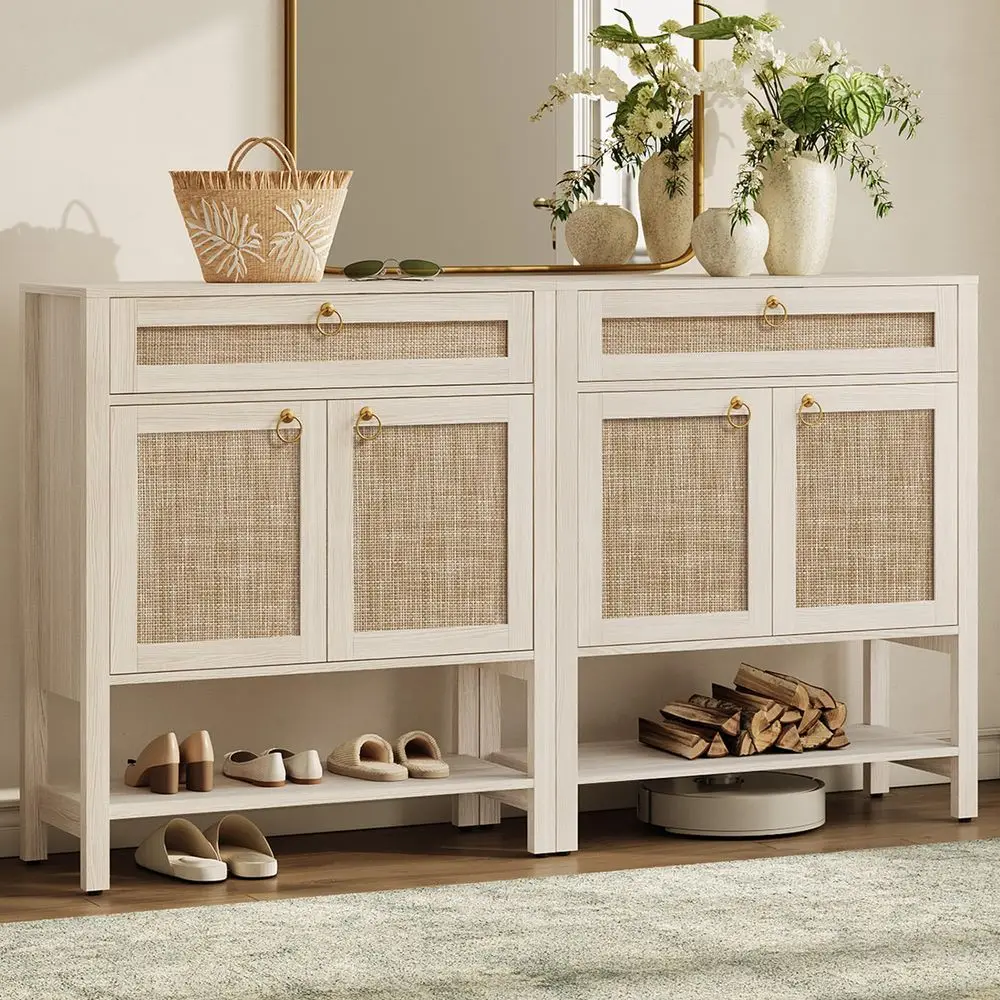 

Rattan Sideboard Buffet Cabinet with Storage Set of 239 Tall Boho Storage Cabinets with Doors amp Drawer, Slim Wood Accent Cabi
