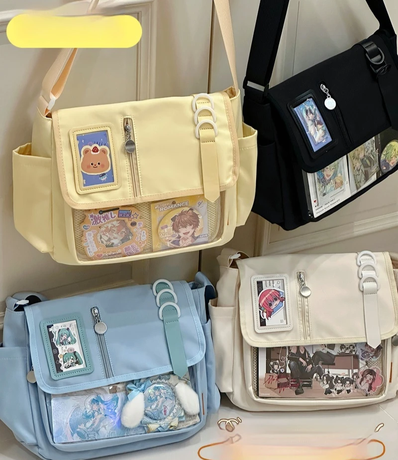 

Новая большая вместительная японская холщовая сумка Itabag, студенческая женская сумка через плечо для отдыха, сумка через плечо, значок аниме, сумка Ita