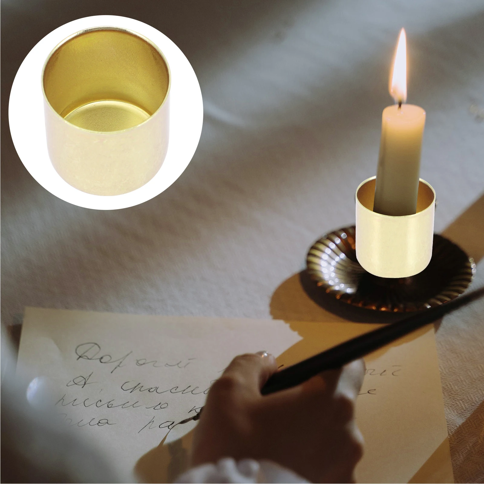 

6pcs C Holders Vintage Metal Cups Table Decor Dinner Tealight Stable Iron Non Drip Protectors Room Accessories