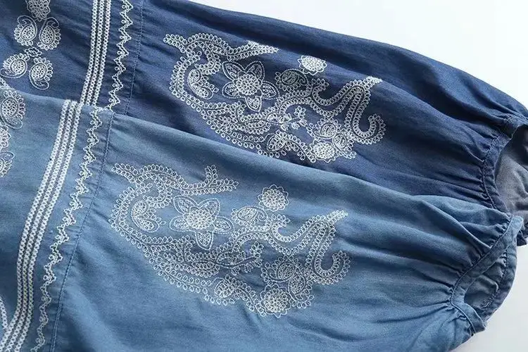 

Весенняя женская хлопковая джинсовая одежда irt, повседневная мягкая ткань с v-образным вышивкой, женская весенняя коллекция Faion irt