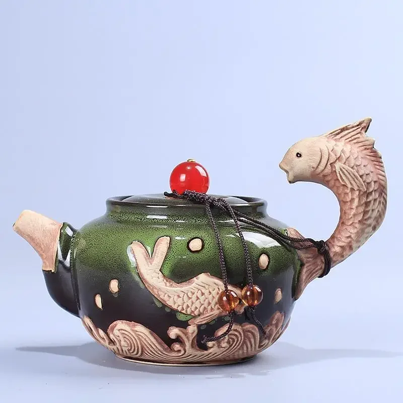 Masterful Teapot for Kung Fu Tea with Single Pot and Ceramic Filter  Dazzling Glaze Finish
