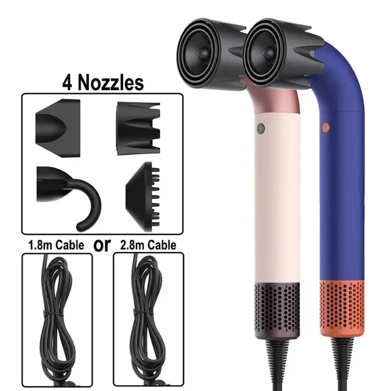 High-Speed Hair Dryer with 4 Nozzles Negative Ion Technology Fast Drying Salon Blower No Heat Damage for Healthy Hair Care